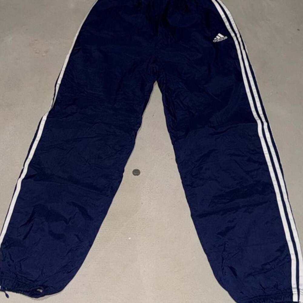 Vintage Adidas Navy Blue Nylon Track Pants Size L